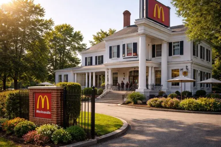 McDonald’s en mansión histórica cerca de Nueva York con arquitectura clásica y ambiente moderno