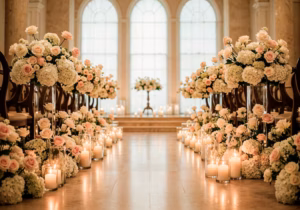 Arreglos de bodas en Nueva York con flores gigantes y decoración elegante estilo lujo moderno