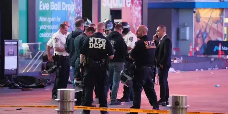 Aficionados de los Knicks celebran en las calles de Nueva York mientras la policía controla disturbios cerca de Times Square