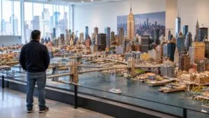 Modelo de Nueva York de Joe Macken con más de 800 mil estructuras expuesto en un museo de Nueva York.