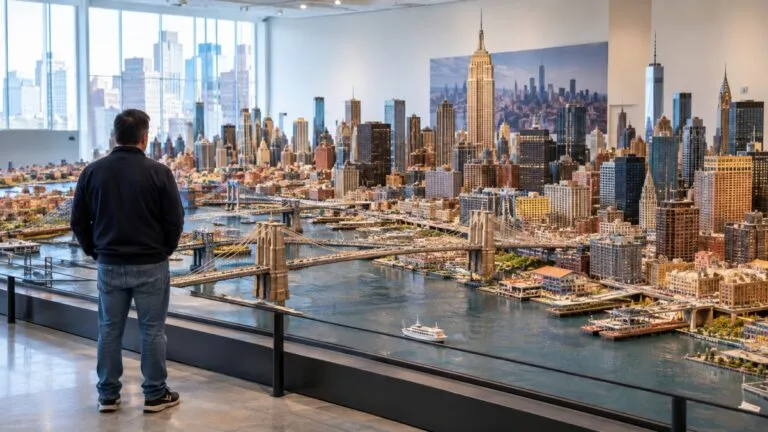 Modelo de Nueva York de Joe Macken con más de 800 mil estructuras expuesto en un museo de Nueva York.